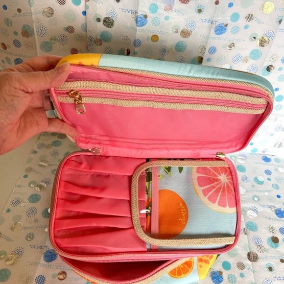 TRINA DOUBLE TRAIN CASE LOVELY SUMMER COLORS! - Picture 10 of 11
